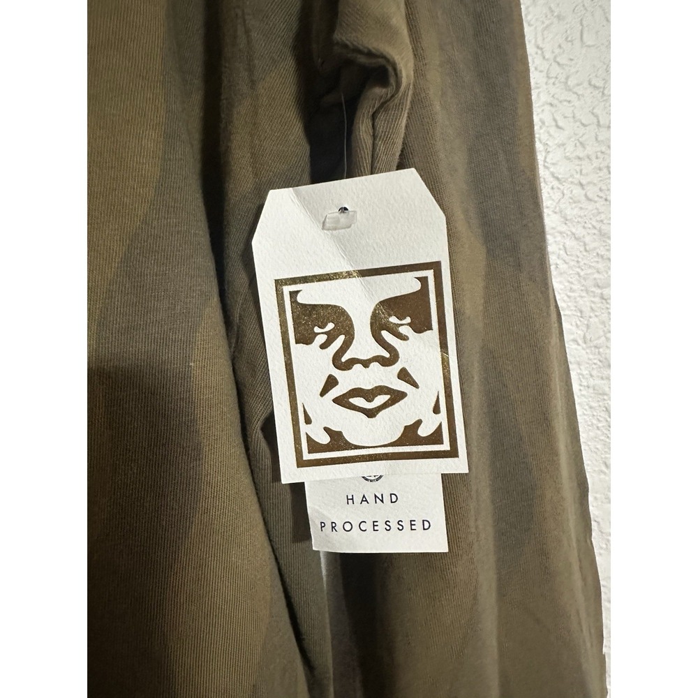 NWT OBEY INTL 1989 Long Sleeve Shirt Size S Green Spellout Skater Sleeve Graphic - Picture 4 of 7